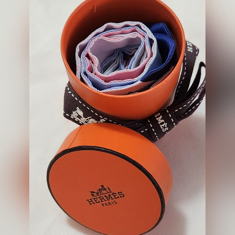 Hermes Twilly "Les Voitures Exquises" - Bleu/Rose/Vert